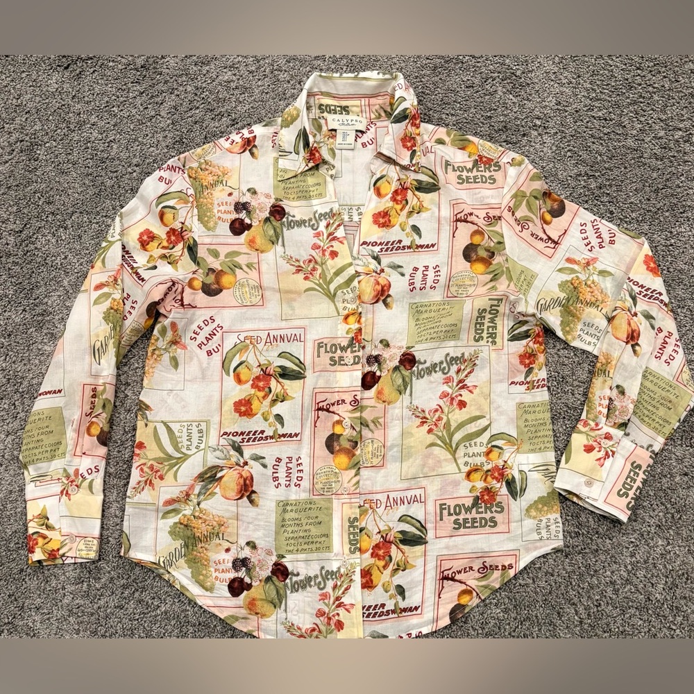 Calypso St. Barth Floral Print Button Down Shirt